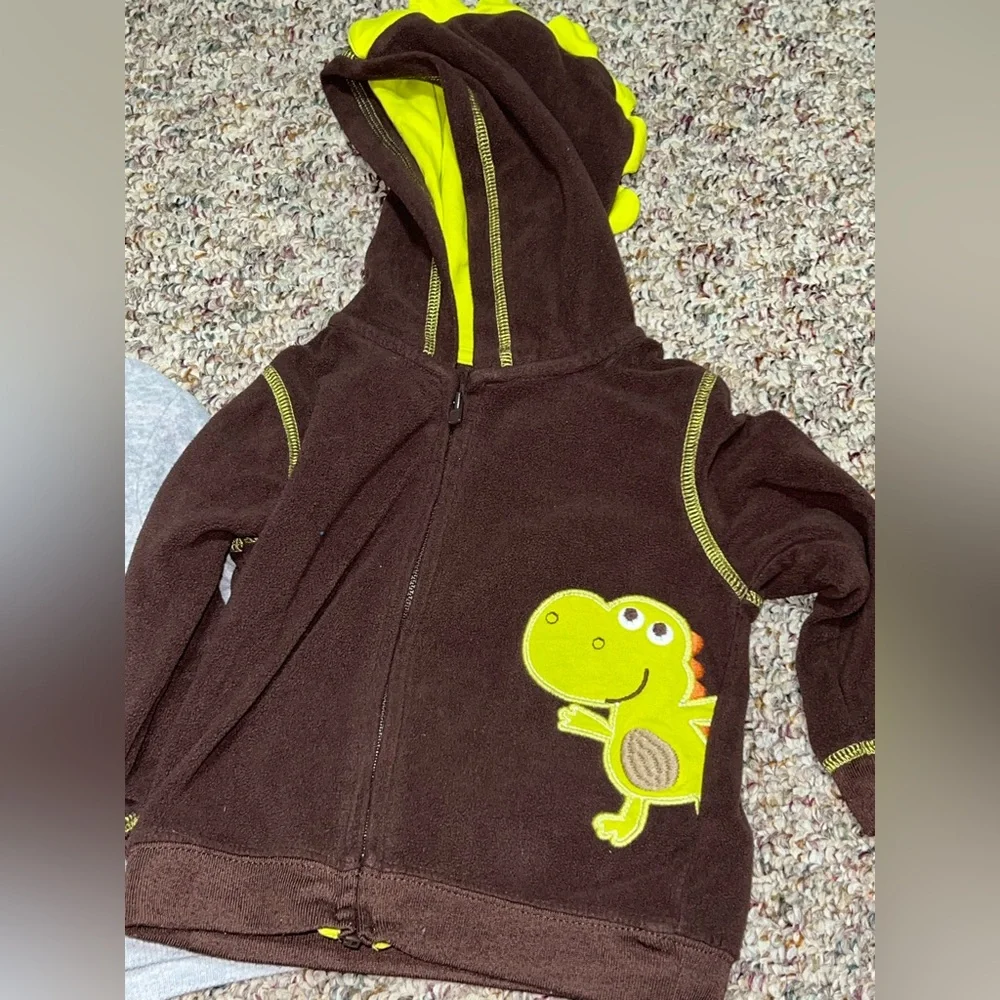 Boys Brown Dinosaur Hoodie‎ for Kids, Lot of 2 18 month hoodies